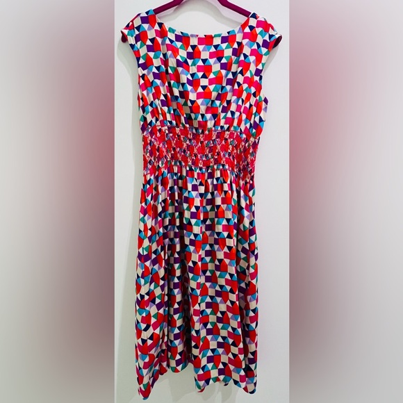 Kate Spade Multicolor Tile Silk Blaire Midi Dress - Picture 2 of 10